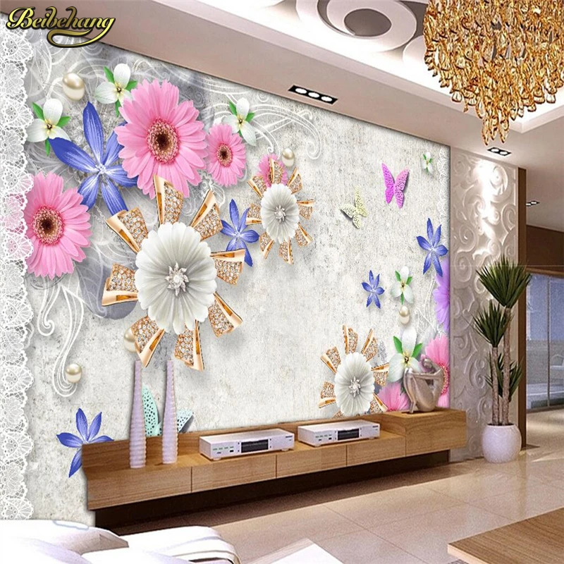 

beibehang Custom photo wall murals wall stickers floral jewelry background wall papel de parede wallpaper for walls 3 d