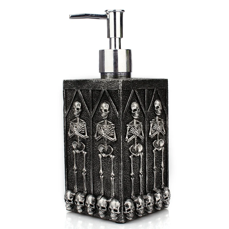 Crypt Skull Liquid Soap Dispenser Shower Shampoo Bottle Dispenser Pump Bathroom Body Wash Lotion Hand Sanitizer Resin Container