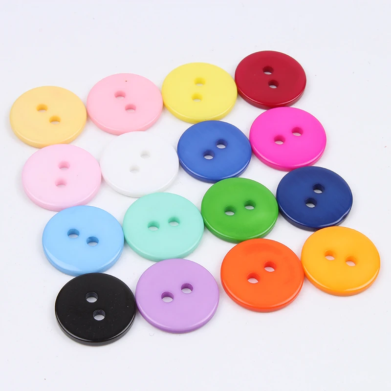 100pcs/lot Mix Colors 15mm Resin Buttons 2-Holes Flatback Round Button DIY Sewing Craft Handmade Clothing Garments Material