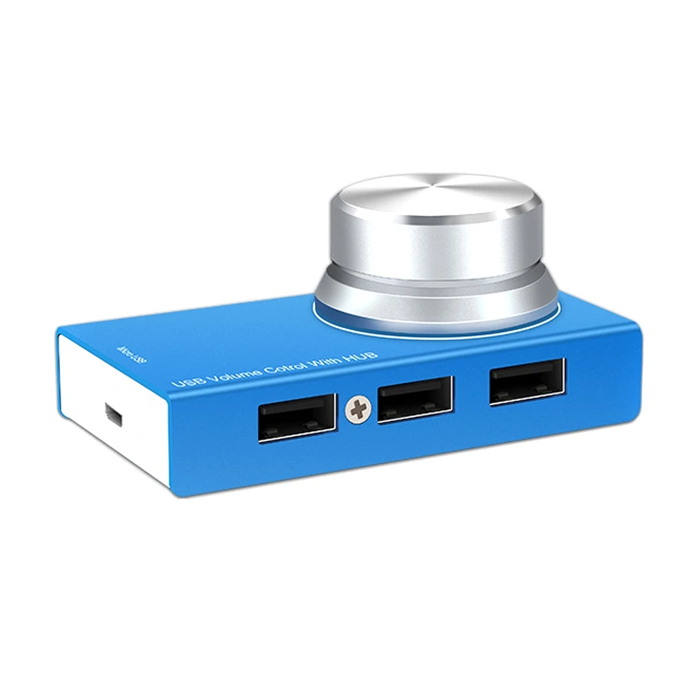 Multifunction Mini Aluminum USB Volume Controller with Hub Speaker Audio Sound Adjuster