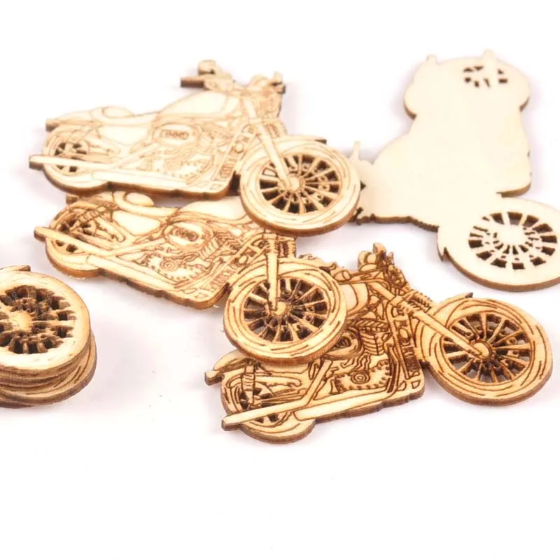 Vintage Motorbike Wooden Crafts Scrapbook DIY For Wood Slices Decoration Ornaments Home Handmade Accessories 10pcs 33x48mm m1787