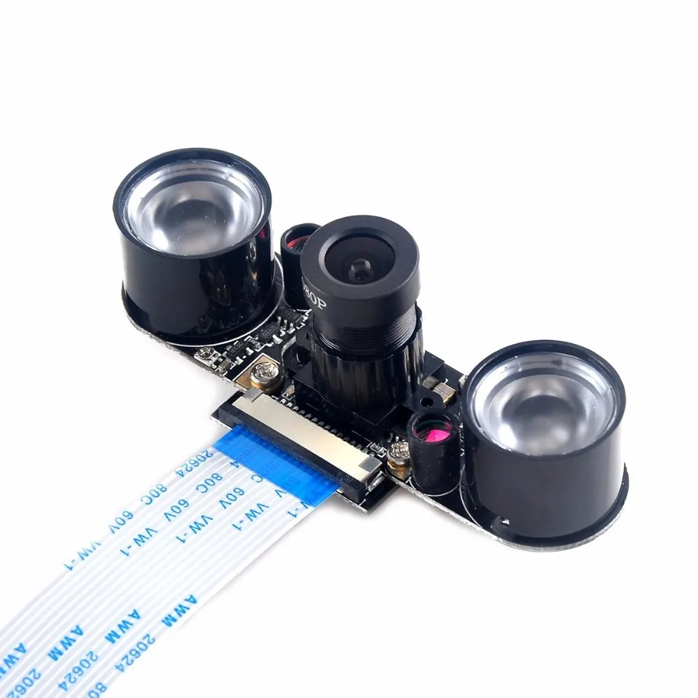 5MP Camera For Raspberry Pi Focal Adjustable Night Camera With 2 IR light + FCC Cables For Raspberry Pi 3 B+ Model B+ / 3 / 2