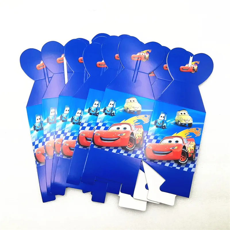 Disney Lightning McQueen Cars Theme Candy Box Kids Birthday Party Decoration Baby Shower Cupcake Boxes Gift Box Supplies 6pcs