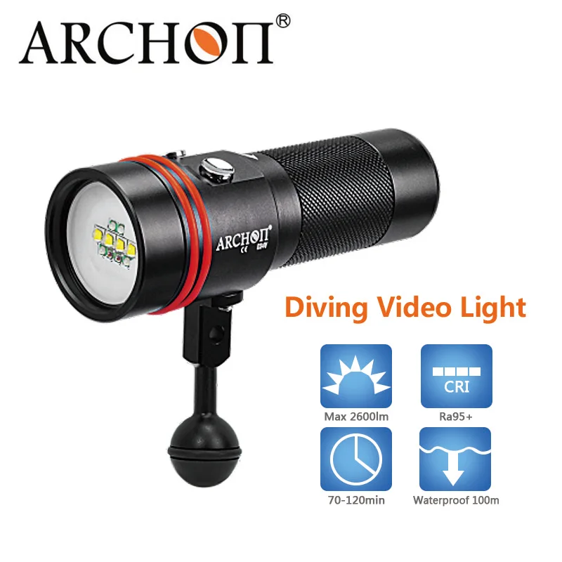 ARCHON diving video light underwater UV/red white diving photography light LED Built-in rechargeable battery Diving flashlight