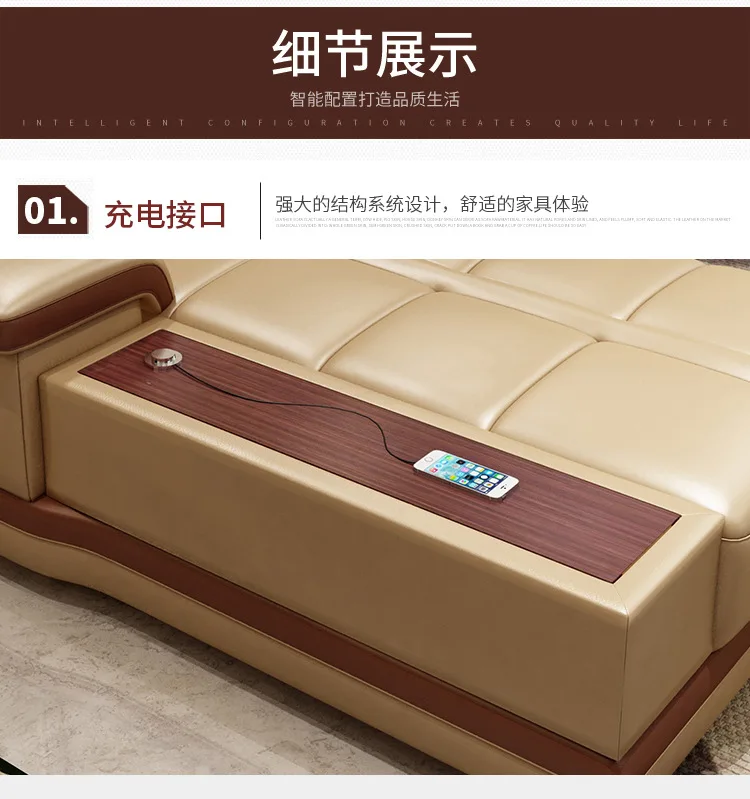 Living Room Sofa storage corner real genuine leather sofas salon couch puff asiento speaker bluetooth canape L shape sofa cama