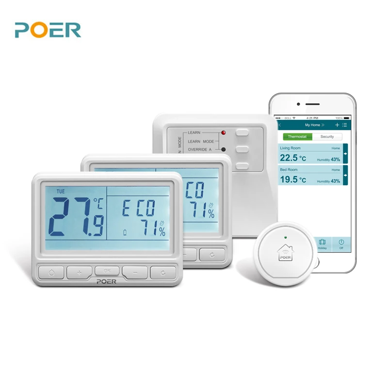 wireless room controller for underfloor heating digital wifi thermostat programmable App remote 2 pcs thermostats