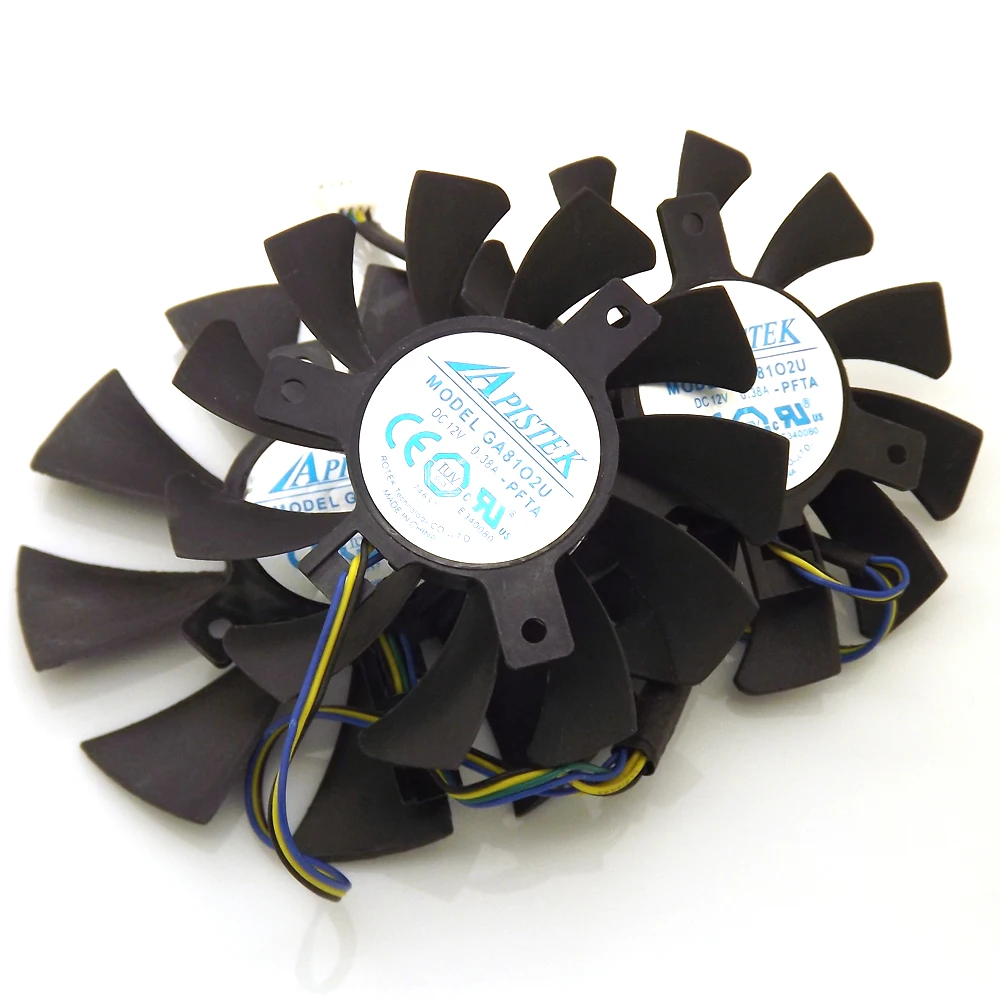 3pcs/lot APISTEK GA91O2H GA81O2U 12V 0.38A 4Wire 4Pin For Dataland DEVIL R9 370X R9 270X 2G Graphics Card Cooler Cooling Fan