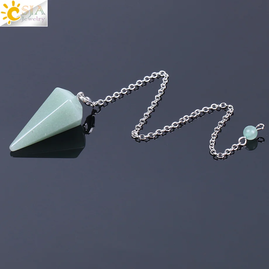 CSJA Healing Crystal Slinger voor Waarzeggerij Wichelroedelopen Roze Kwarts Slingers Natuurlijke Edelsteen Reiki Kristallen Hanger Pendulos E112