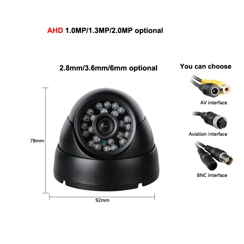 AHD 2.0MP Metal Vehicle Camera DC12V 3.6mm PAL Night Vision Reversing Rearview Camera Caravans Bus Truck Car Dvr Free Shipping