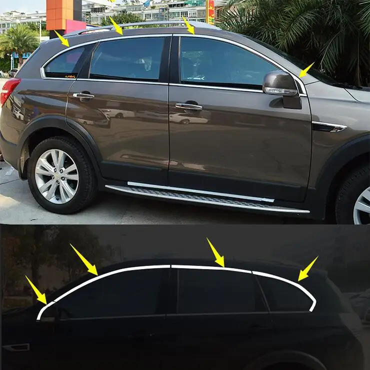 car-styling case For Chevrolet Captiva 2008-2017 8pcs Stainless Steel Door Window Frame Sill Molding Trim car styling