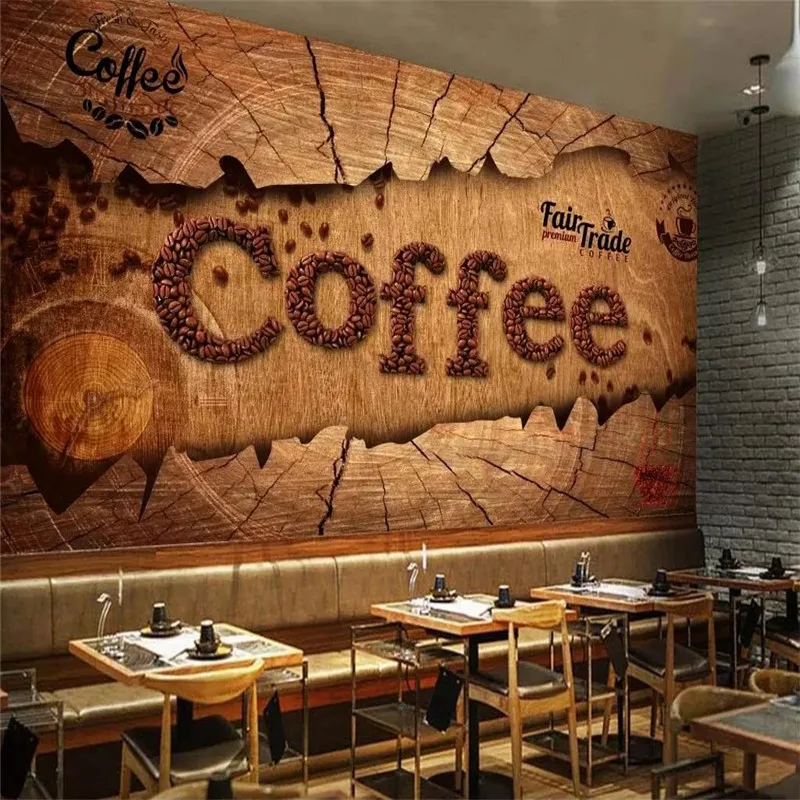 

Custom Mural Wallpaper European Retro Coffee Background Wall