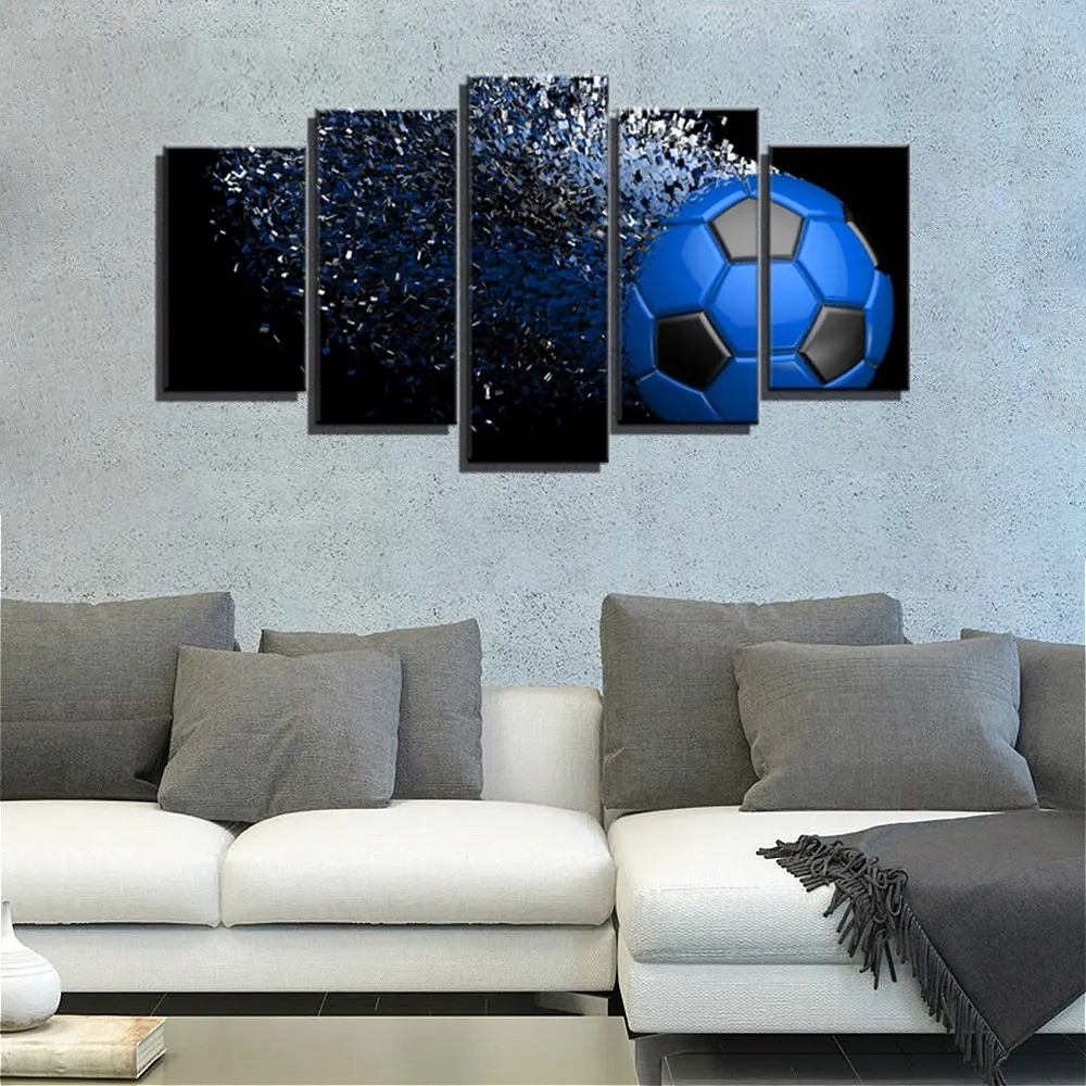 

Blue Soccer Artwork Print Football Sport Wall Art Canvas Painting Pictures for Boy's Living Room Gym Wall Decor Drop shipping