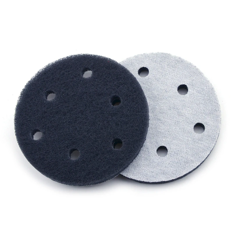 POLIWELL 4PCS 5 Pollici 6-Hole Affollamento Industriale Purga Pad Grit 240 400 1000 Heavy Duty Nylon Scrub pad per la Pulizia Della Cucina
