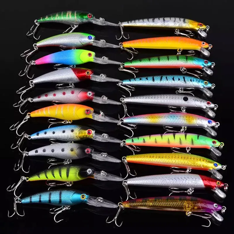 20 pcs / set minnow mixed Fly Fishing lure set artificial Hard bait Realistic bait Carp fishing tackle Pesca wholesale