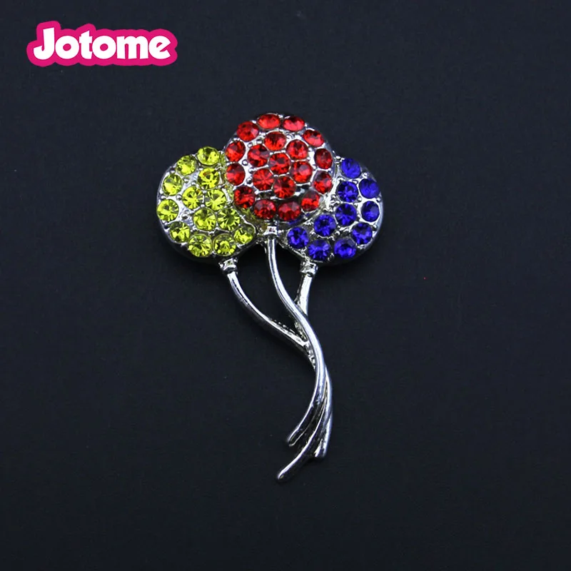 100pcs/Lot Wholesale Party Colorful Balloon Rhinestone Metal Crystal Glass Button for children gift