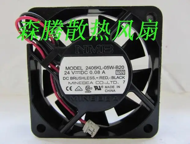 

Original NMB 2406KL-05W-B20 24V 0.08A 60*60*15 2 wire cooling fan