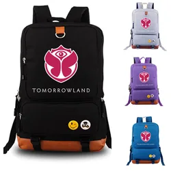 Tomorrowland-mochila escolar de lona para homens e mulheres, vermelho, azul, roxo, preto, cinza, moda