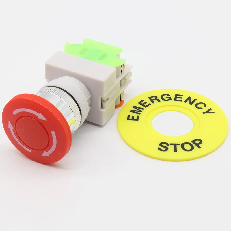 LHLL- Red Mushroom Cap 1NO 1NC DPST Emergency Stop Push Button Switch AC 660V 10A