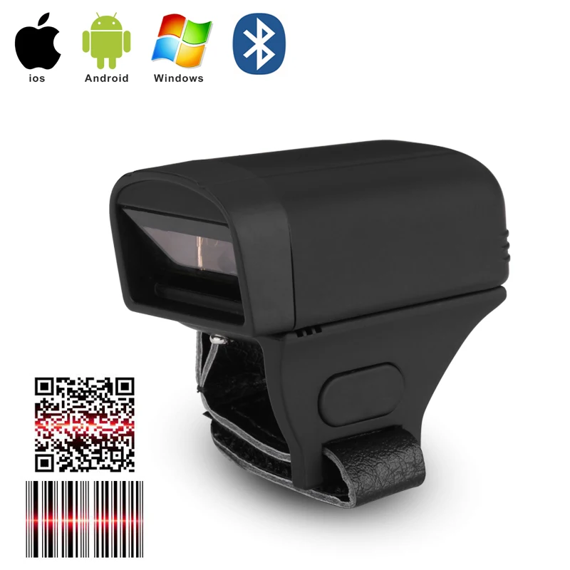 Wearable Portable Bluetooth Finger Ring 2D Barcode Reader For IOS Android PDF417 DM QR Code 2D Scanner for IOS Android Windows