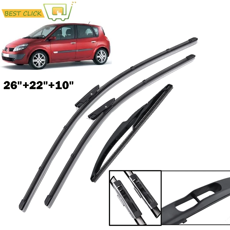 Misima Windshield Windscreen Wiper Blades For Renault Scenic 2 /Grand Scenic 2 Front Rear Set 2005 2006 2007 2008 2009 26\