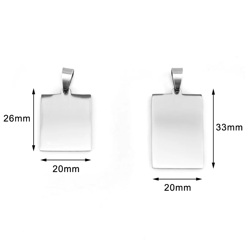 50pcs rectangle Pendant burnish polished jewelry diy fittings Necklace Pendant for women men stainless steel wholesale