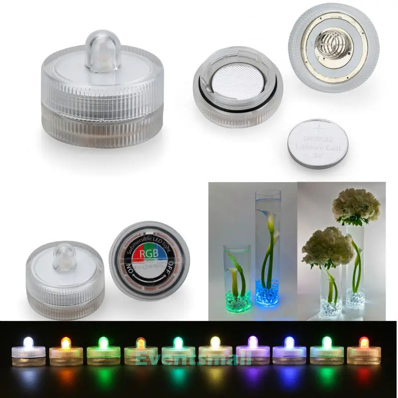 24pcs/lotWedding Decoration Remote Control Underwater Submersible LED Party Tea Mini LED Light For Valentine's Day confession