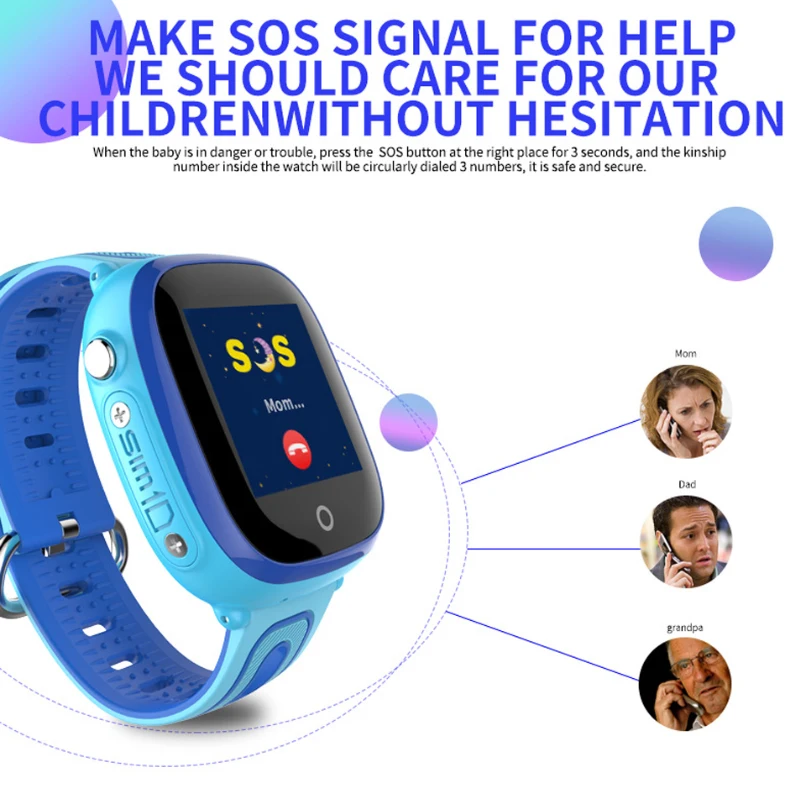 Детские умные часы с GPS LBS-позиционированием, безопасные умные часы, SOS-вызов, голосовые звонки, анти-потерянные IP67, водонепроницаемые умные часы DF3