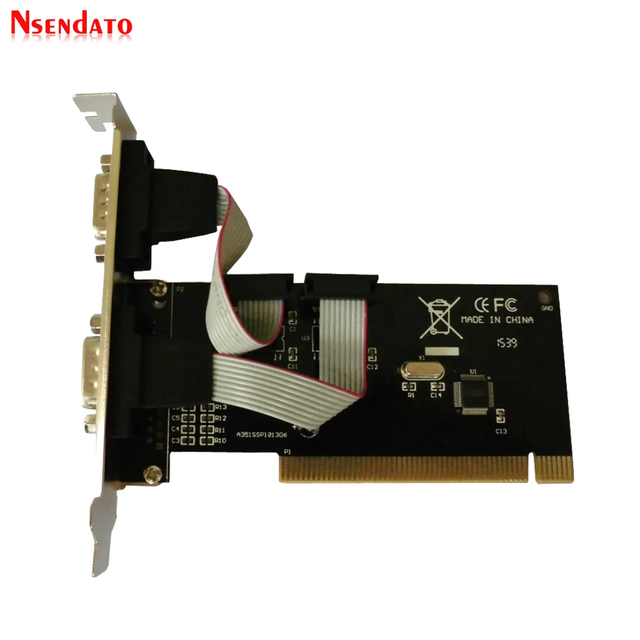 New KCB 2 Ports PCI to COM 9-pin Serial Port RS232 V24 Expand Card Adapter Support FIFO 16C550