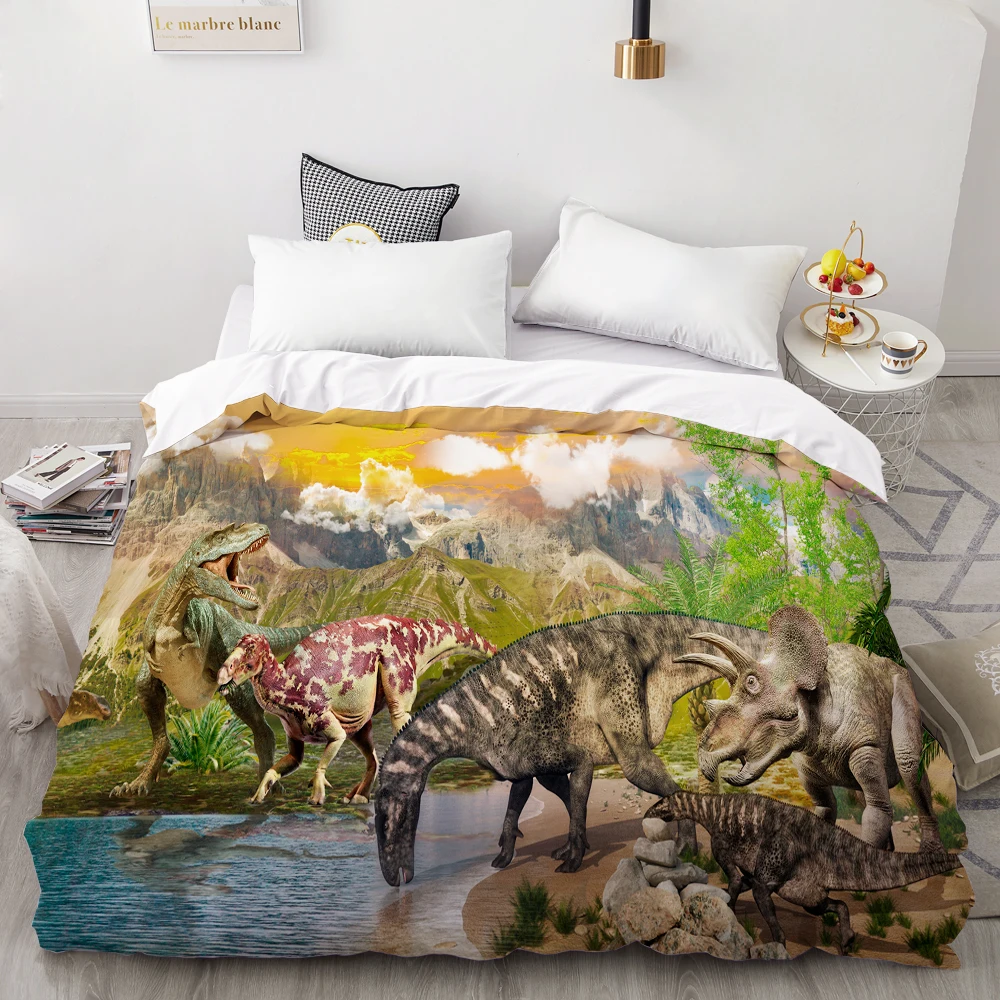 3D HD Digital Printing Custom Duvet Cover,Comforter/Quilt/Blanket case Single Bedding 140x200 Cartoon Dinosaurs Drop Shipping