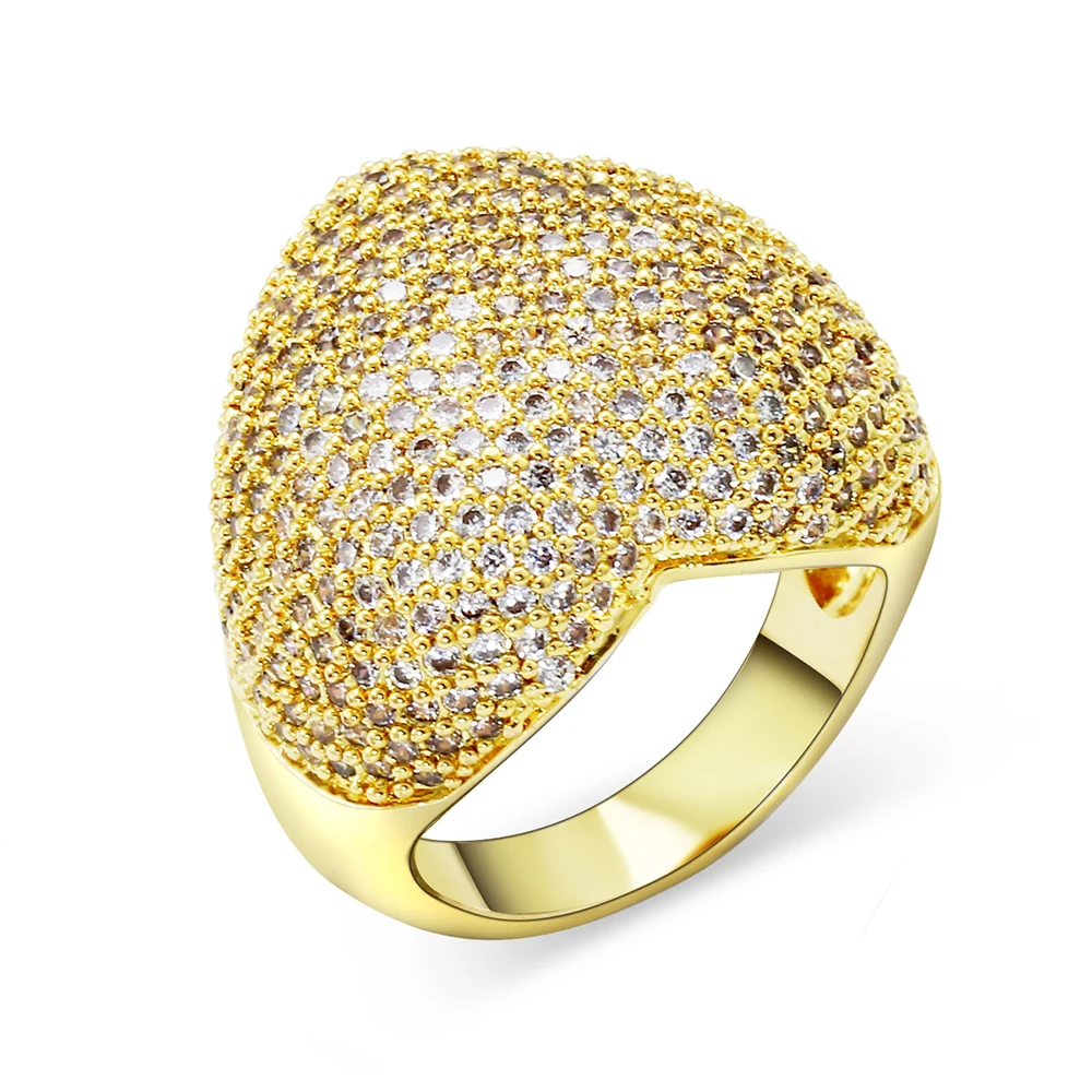 

Brass Jewelry Pave Shiny cubic zirconia stones Heart Shape luxury jewellery fast shipping gift Luxury big heart design rings
