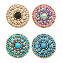 KZ3303 New Fashion Beauty Golden Round Beads 22mm snap buttons fit 18mm snap jewelry wholesale