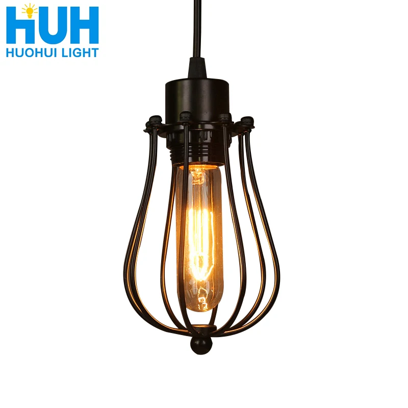 Vintage cage chandelier  Edison light bulb loft  Restaurant Bedroom Pendant LED lighting industry Vintage iron Lamps for home