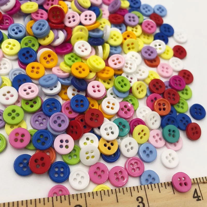 100/300/600Pcs/lot 4 Holes 8mm Mixed Color Resin Sewing Buttons Scrapbooking Knopf Garment Accessories Decorative Button PT86