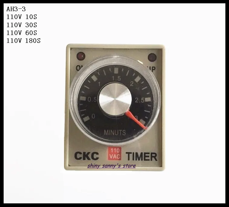 2pcs/Lot AH3-3 AC110V 10S/30S/60S/180S Power On Delay Timer Time Relay 110VAC 0-10/30/60/180 seconds 8 Pins Brand New