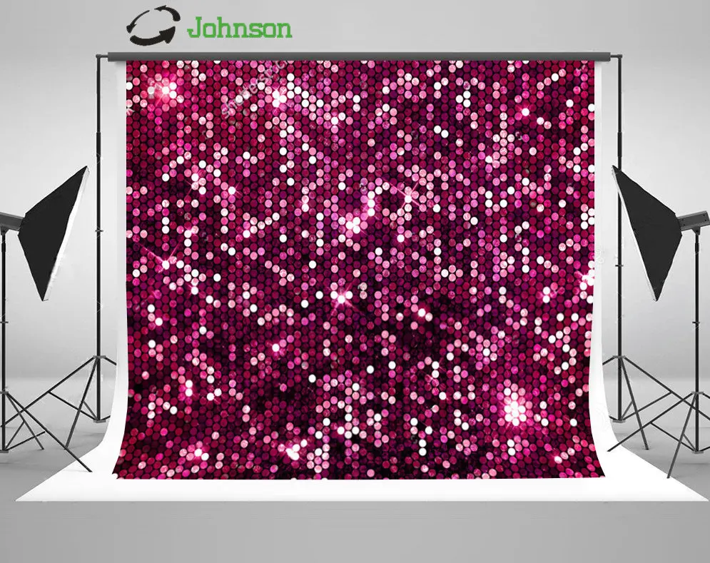 

Pink Glitter Sparkly Sequins background polyester or Vinyl cloth High quality Computer print wall photo backdrop