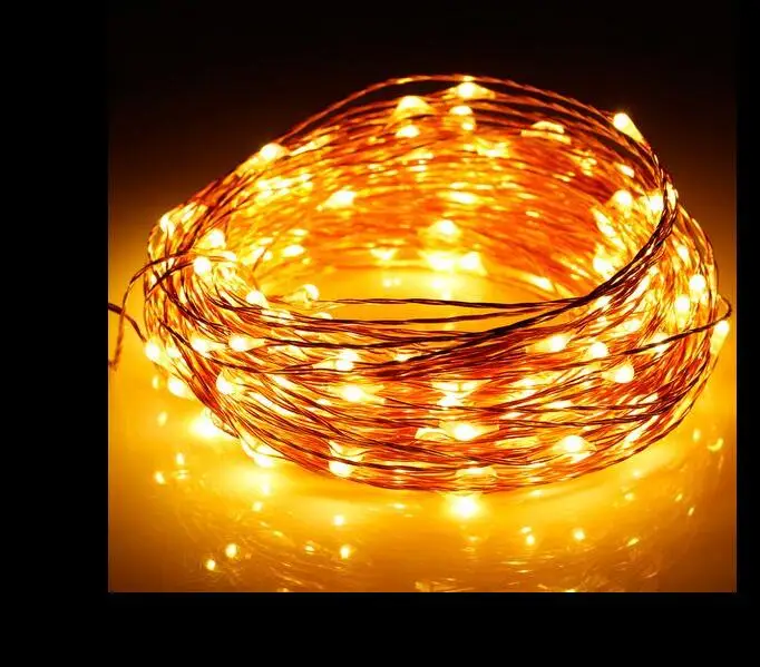 

10M 33ft 100 led 3AA battery powered outdoor led copper wire string lights for christmas festival wedding party decoration