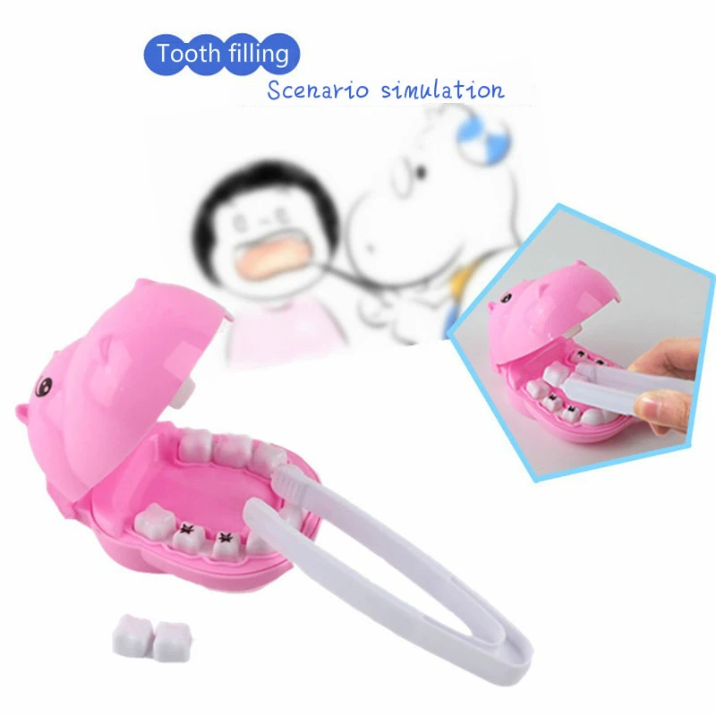 Kids Pretend Play Toy Dentist Check Teeth Model Set Medical Kit Educational Role Play Simulation Learing Toys For Children