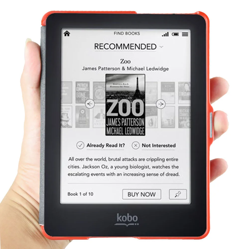 Custodia Sottile Per Kobo Glo N613 Da 6 Pollici Con Funzione Sleep/wake – Colore Rosso - 2