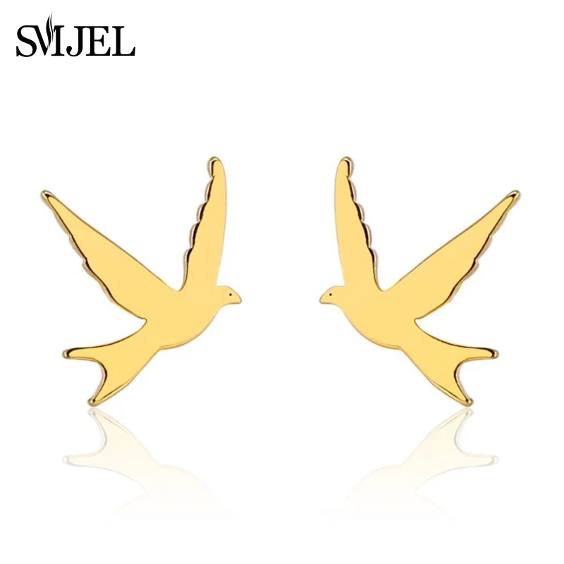 SMJEL Tiny Animal Bird Stud Earrings for Men Women Fashion Dove Jewelry 2024 Acessorios Hypoallergenic Earrings Wholesale