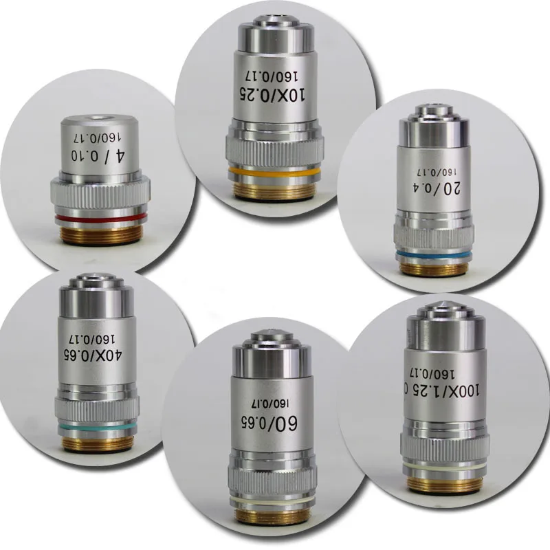4X 10X 20X 40X 60X 100X Biomicroscope Systeem Achromatische Laboratorium Onderwijs Bio-Microscoop Biologische Microscoop Doelstelling Lens