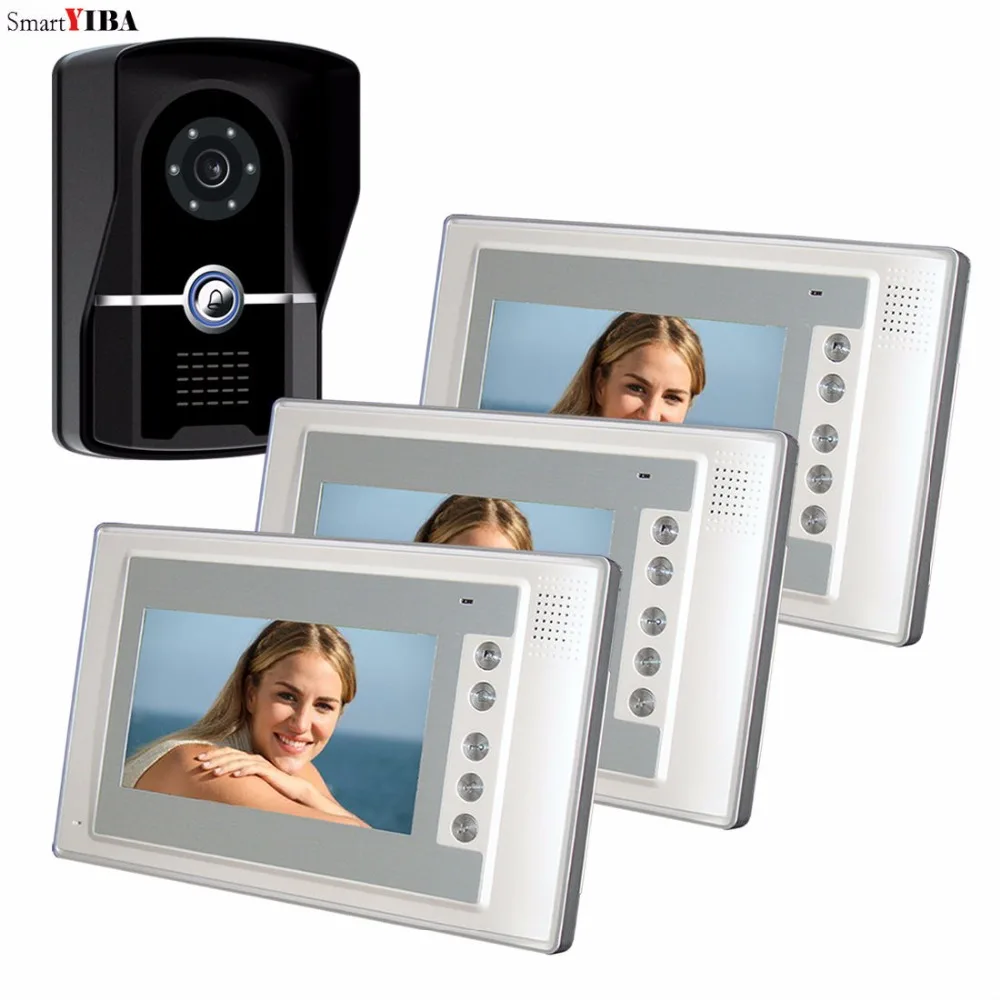 

SmartYIBA 7"LCD Indoor Monitor Doorbell Home Surveillance Hands-Free Intercom Kits Digital IR Night Door Camera Doorphone