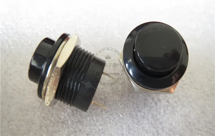 Original new 100% import R13-507A button reset switch 2pin press on button no lock switch 6A125VAC 3A250VAC 16MM