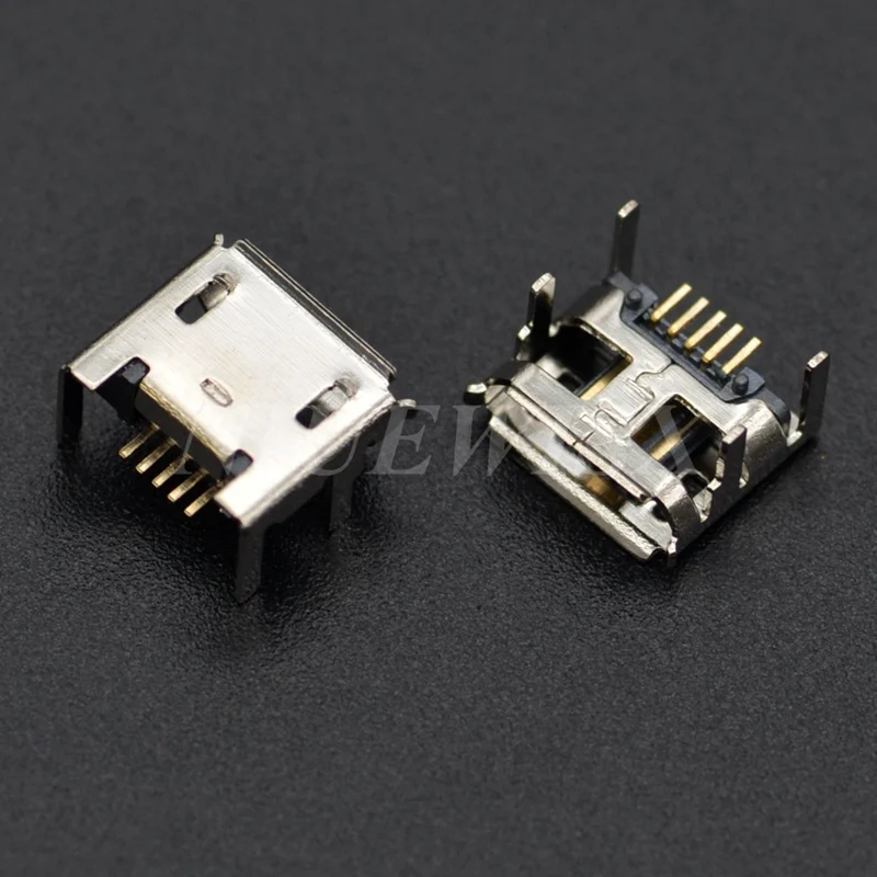 10pcs Micro USB Female Socket 5pin Type B 4 Vertical Legs Soldering Connectors Charging Socket Long feet 1.8mm