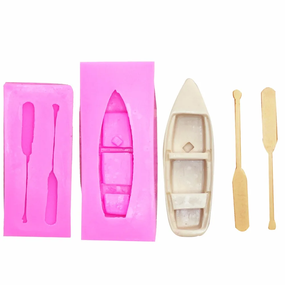 3D Boat with Paddle Oars Silicone Mold - for Fondant Candle, Gum Paste, Resin Polymer Clay, Scrapbooking Mold T1124