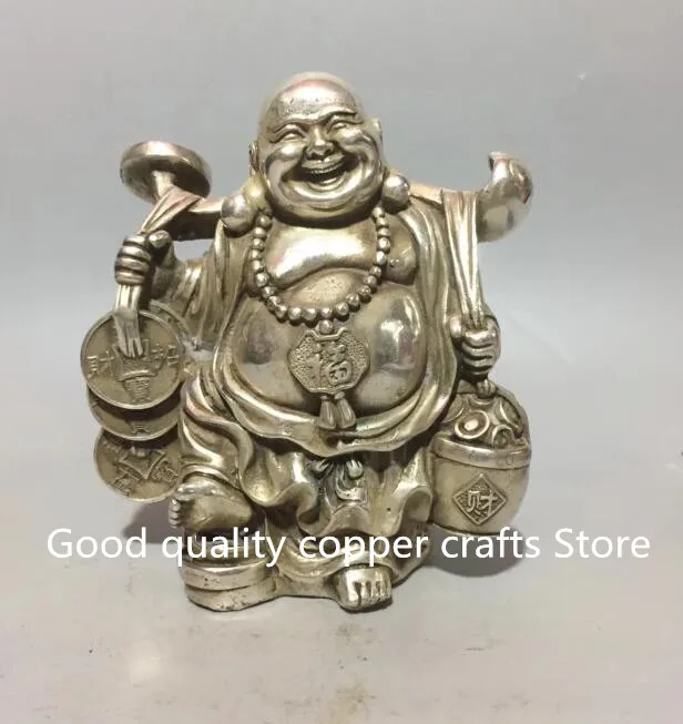 

Chinese Buddhism white copper Wealth maitreya buddha Statue