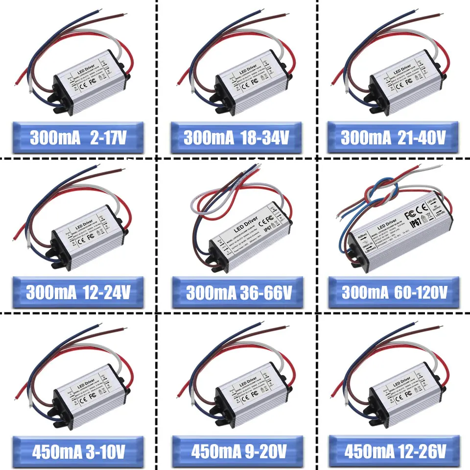 1W 3W 5W 10W 20W 30W 36W 50W 100W LED Driver Waterproof Lighting Transformers AC85-265V Power Supply Adapter for DIY LED Lamp