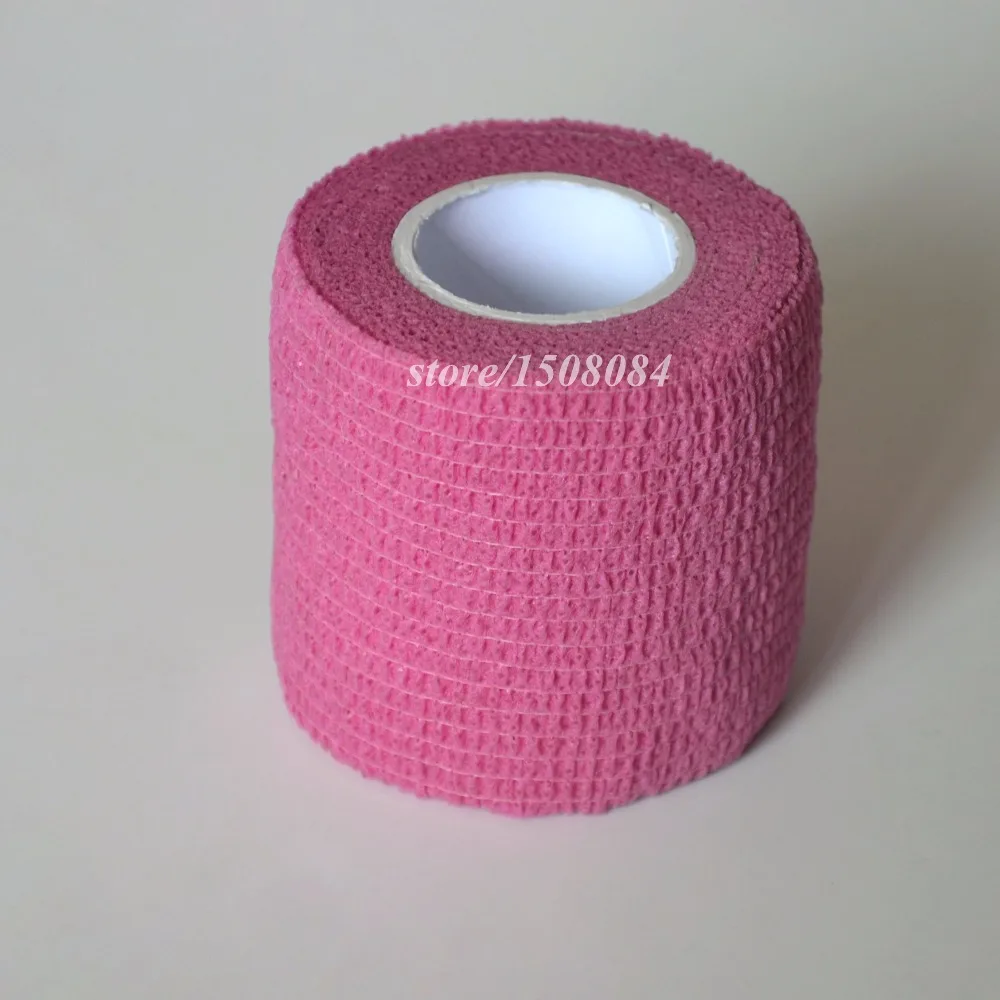 48Pcs/Lot  Non woven elastic gauze Self Adhesive Cohesive Medical Bandage 5cm*4.5m Pink