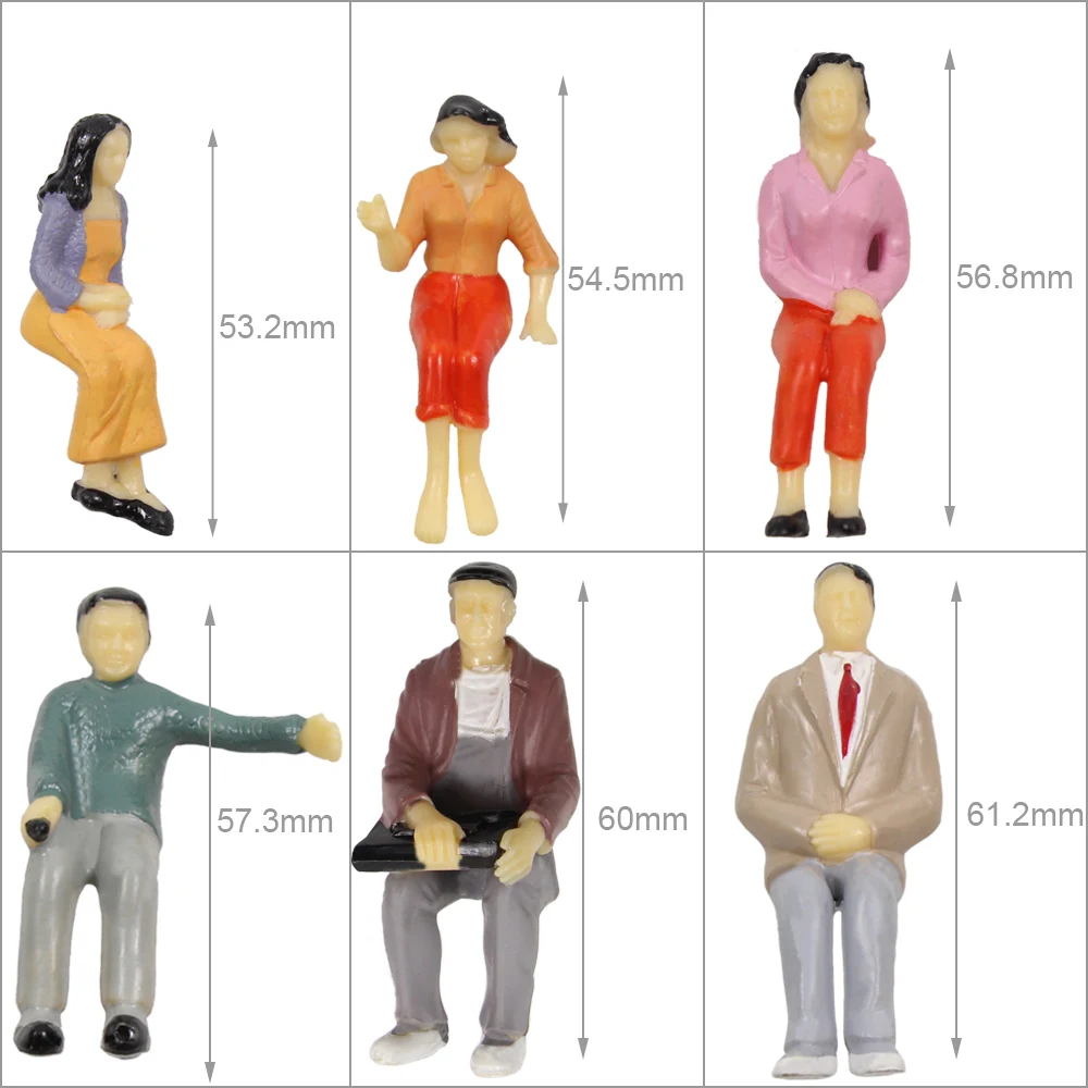 Evemodel P25S 12pcs All Seated G Scale 1:25 Painted Figures Sitting People 6 Different Poses