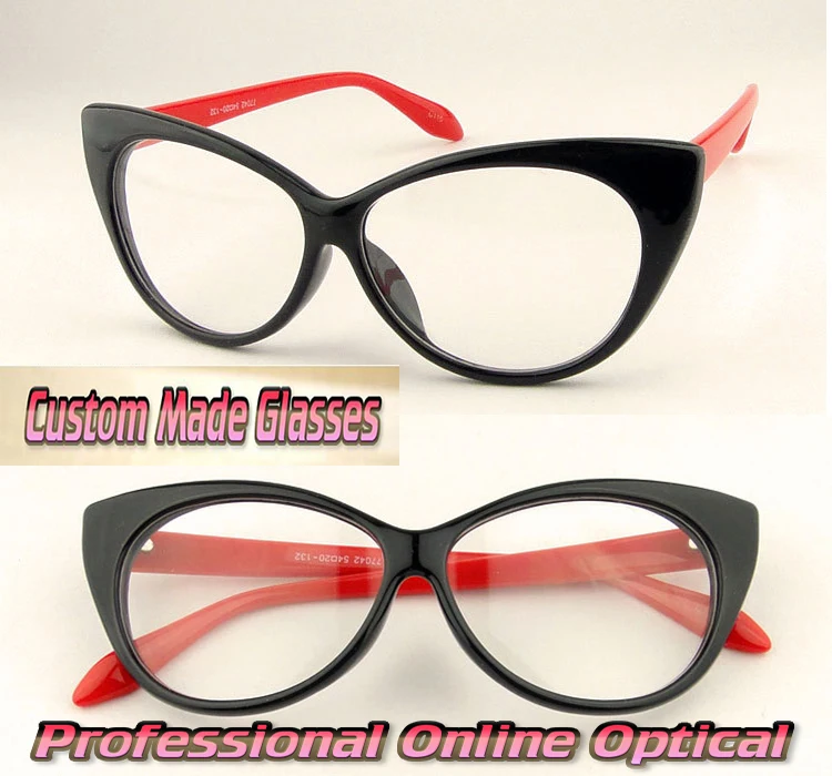 Cat-eyes shape Customized made optical Myopia Reading Degree Diopter Glasses -1  -1.5 -2 -2.5 -3 -3.5 -4 .0 -4.5 -5 -5.5 -6