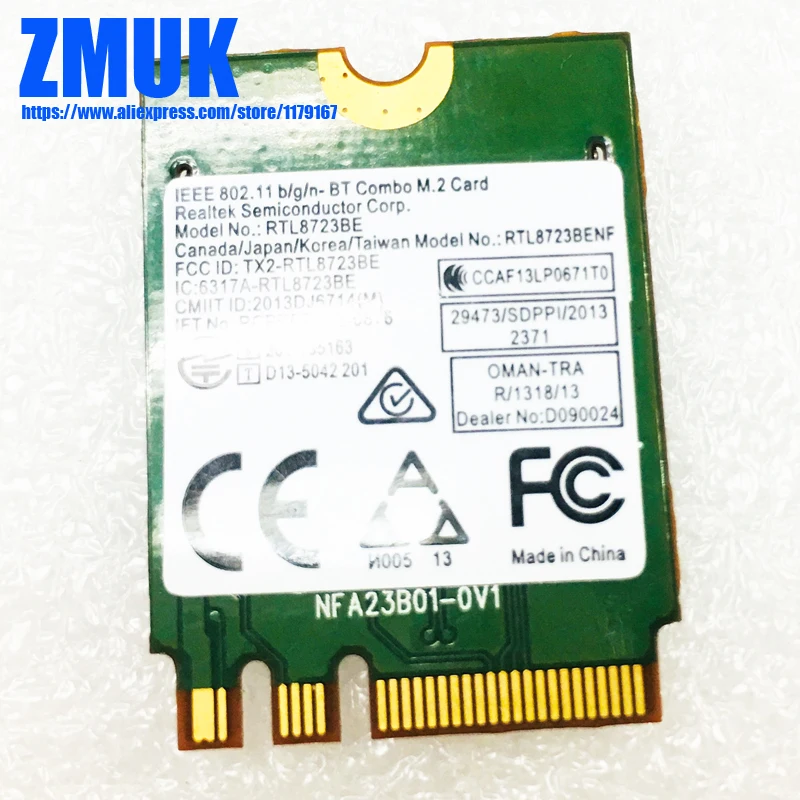 Realtek RTL8723BE 300Mbps 802.11n M.2 NGFF Wireless + Bluetooth 4.0 WiFi Adapter Card